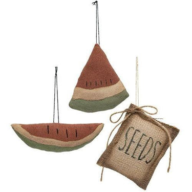3 Set Watermelon Slices & Seeds Ornaments - The Fox Decor